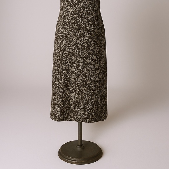 Vintage Laura Ashley Brown Floral Sleeveless Midi Dress Size 6‎ V-Neck Cottage - Picture 4 of 11